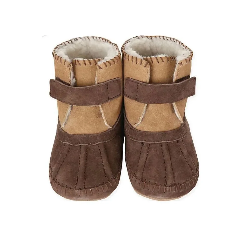 NEW Robeez Baby 0-6 Months Galway Cozy Suede and Sherpa Lined Boots